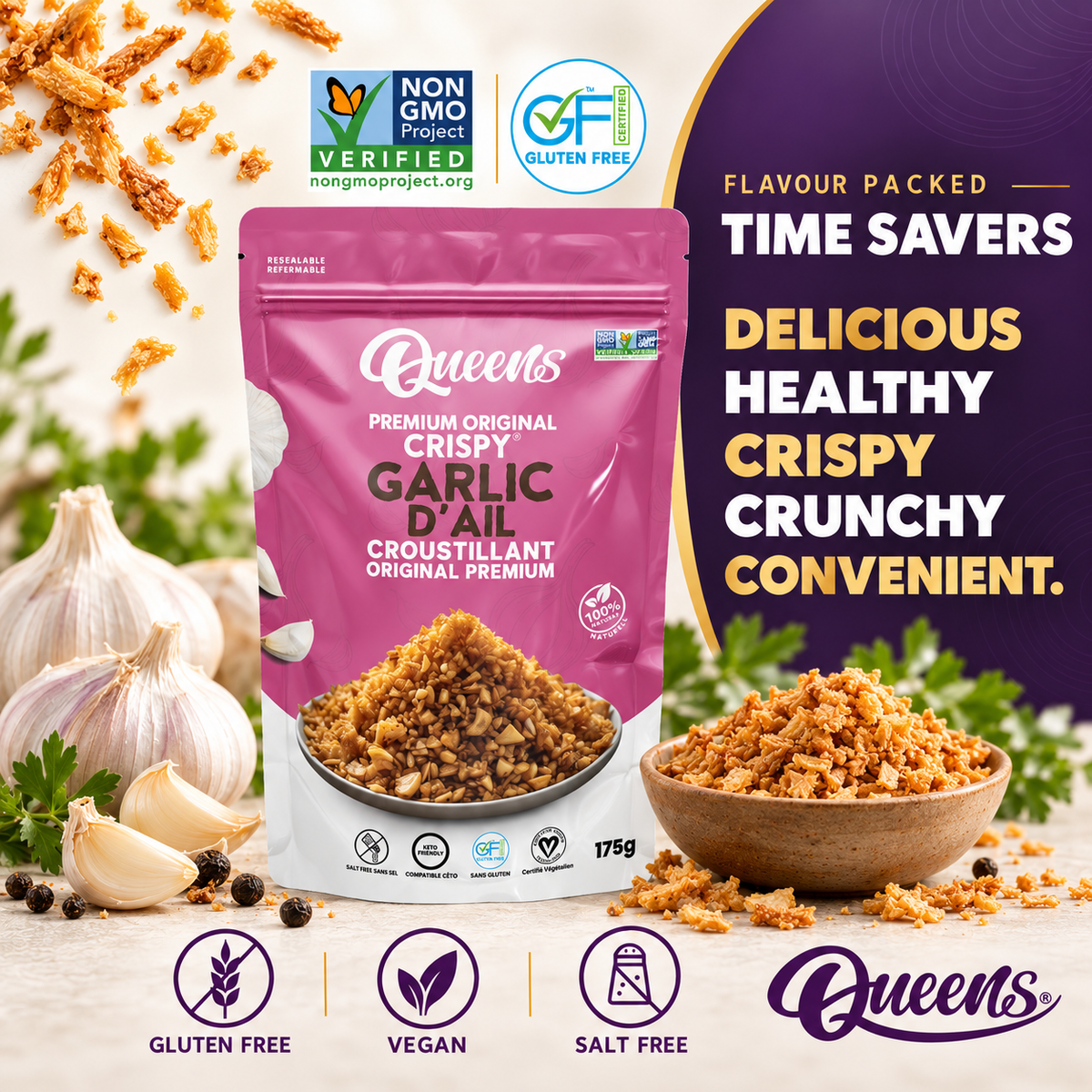 Queen’s Premium Original Crispy Garlic – 175 g